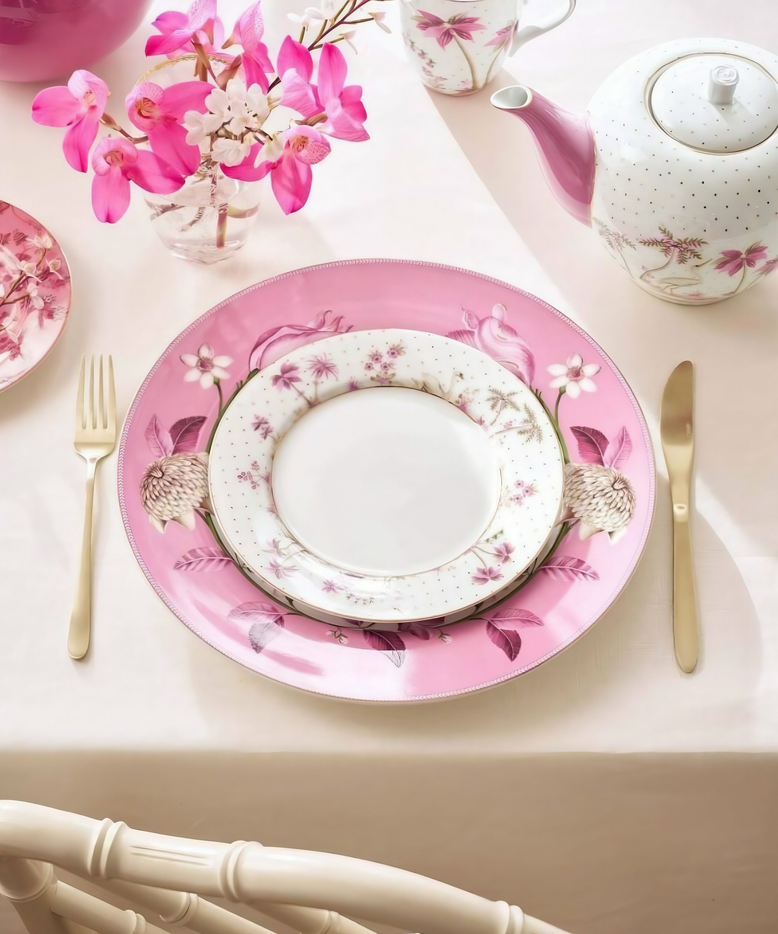 Plate Jolie Dots Gold Pink (21 cm)