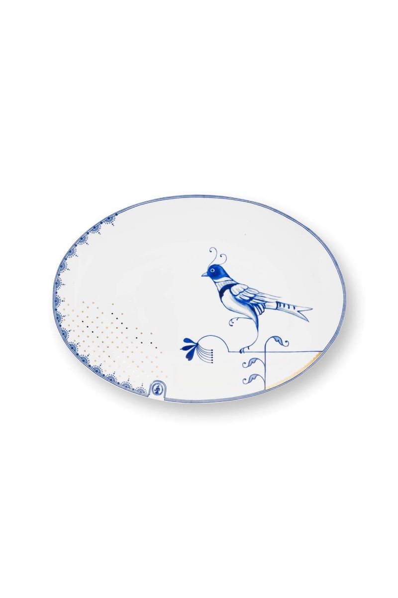 Plate Oval Pip & The Blue Bird White 30 X 21.5cm