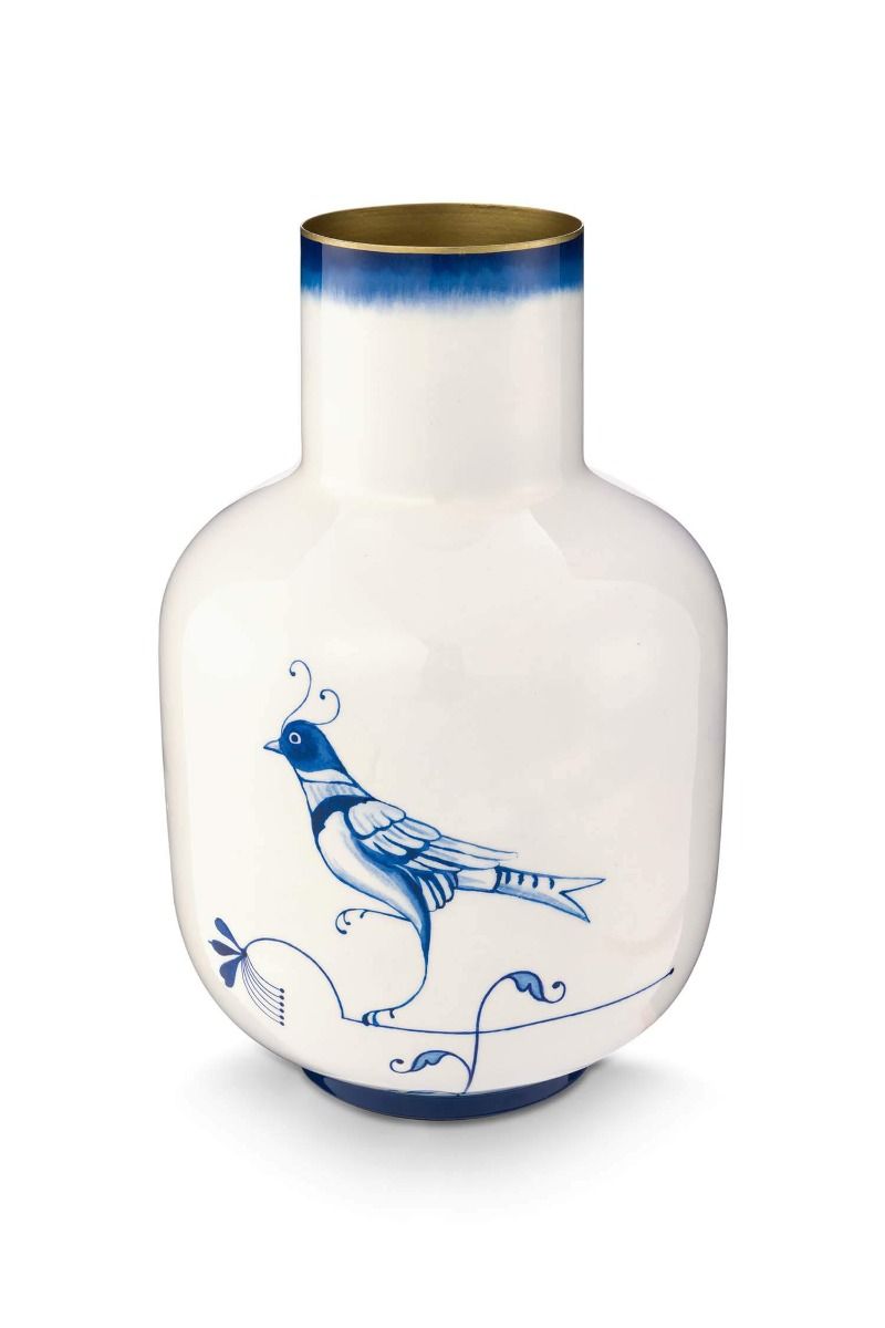 Vase Metal Pip & The Blue Bird Blue 30cm