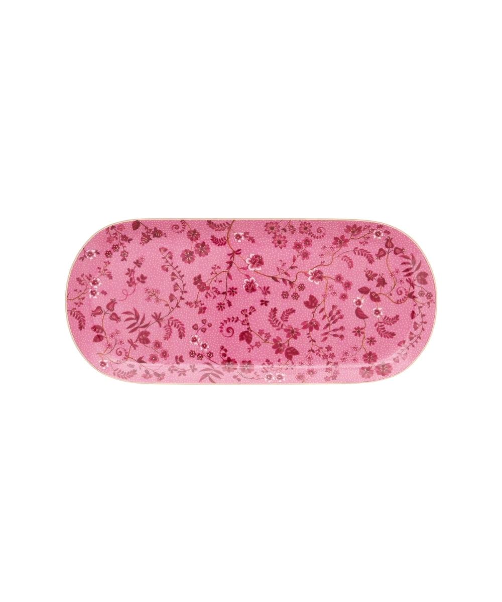 Cake Tray Rectangular Jolie Flowers Pink 33.3X15.5Cm