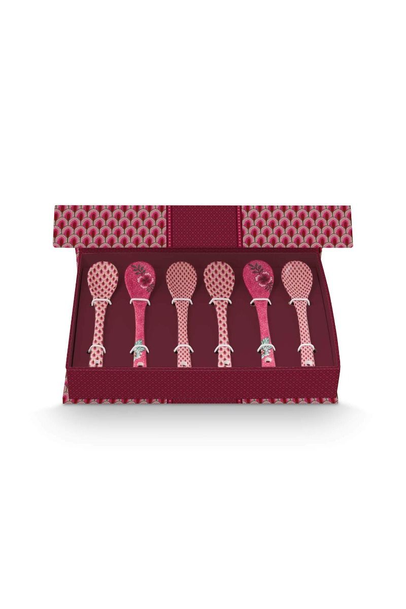Giftset Teaspoon Oriental Flower Festival Dark Pink 13Cm