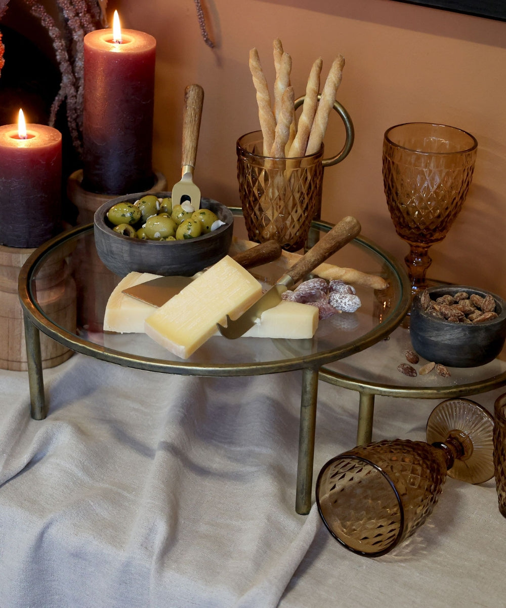 Etagere w. 2 trays, H27.5/D35 cm brass