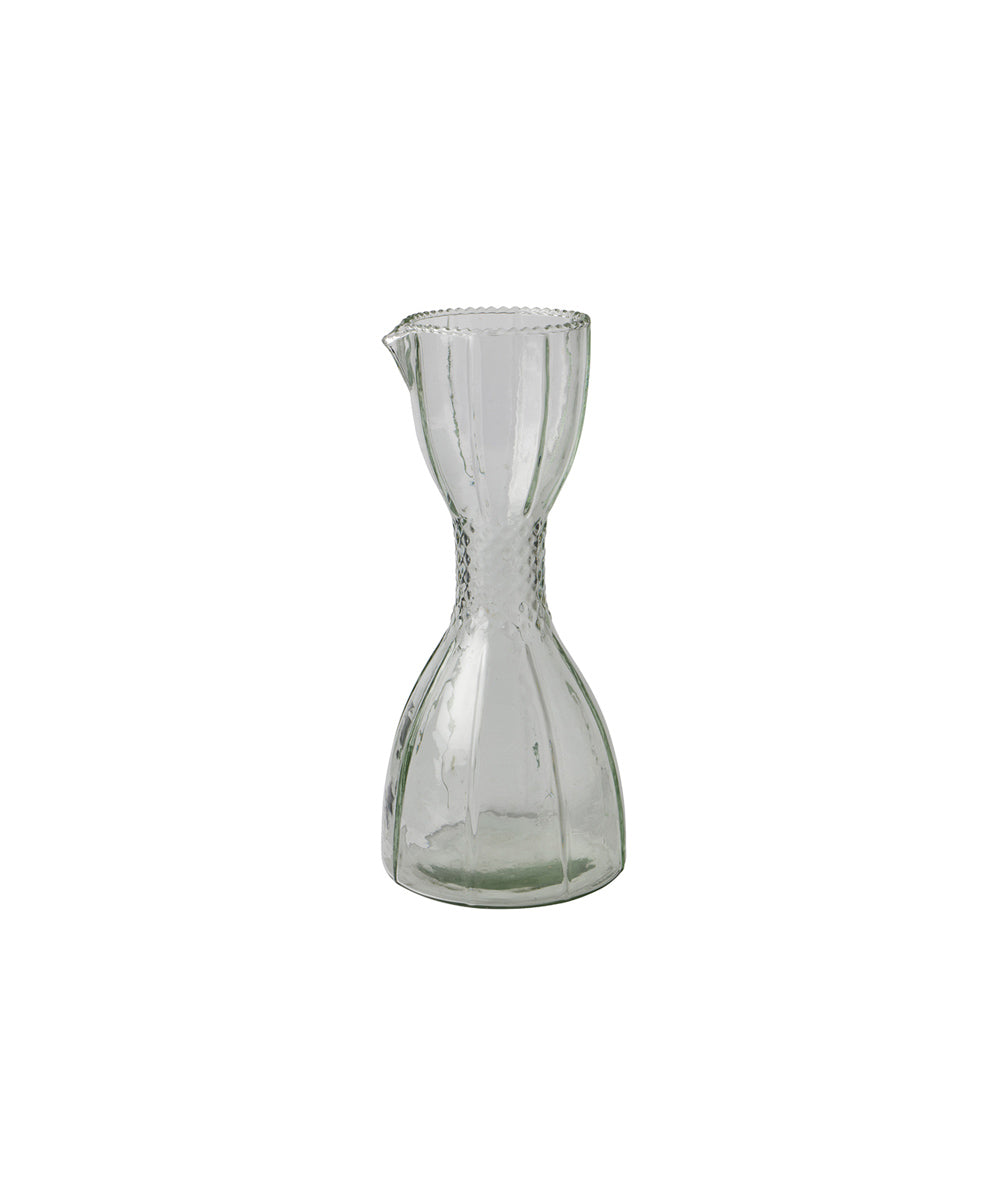 Hourglass-Shaped Glass Carafe With Wavy Edge