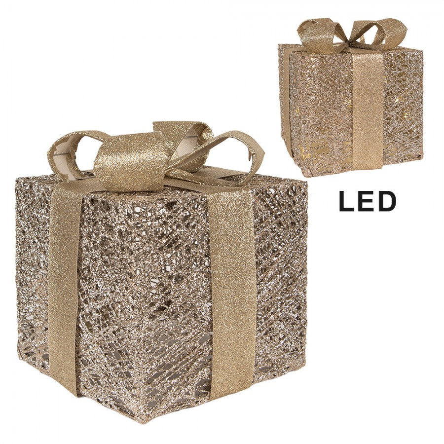 Christmas Decoration with LED Lighting Gift 25 / 20 / 15 cm Gold colored Plastic