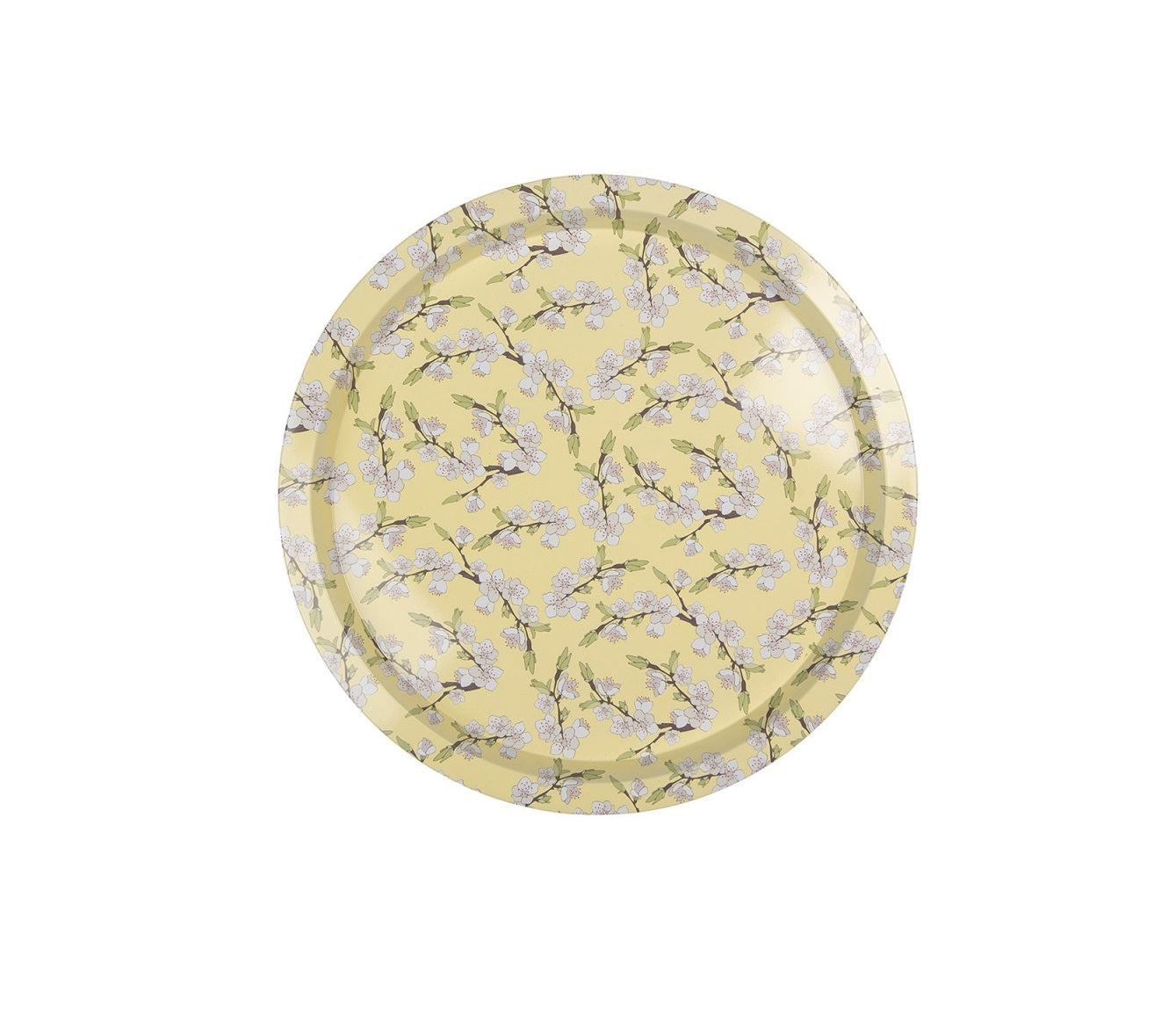 Tray Ø 32x2 cm Yellow Metal Flowers