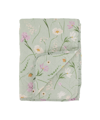 Aix Quilt w. flowers, L180/W130 cm verte