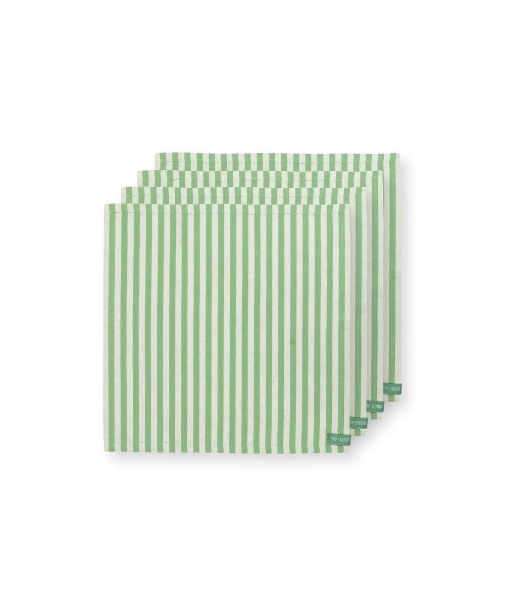 Set/4 Napkins Stripes Light Green 40x40cm