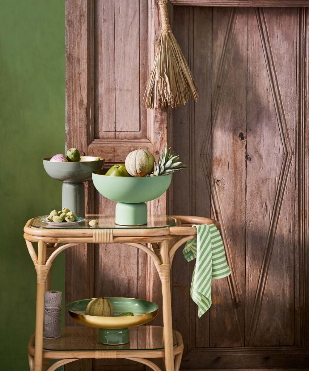 Low Tray Metal Mid Green 35x12.5cm