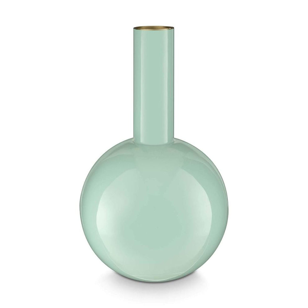 مزهرية معدنية متوسطة الحجم باللون الأزرق 19×33 سم