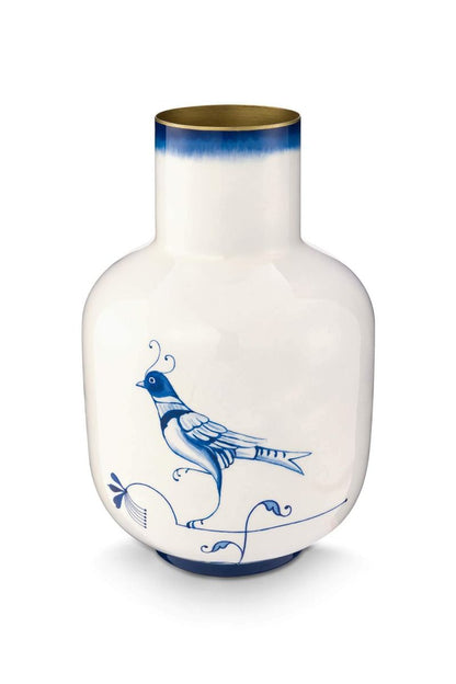 Vase Metal Pip & The Blue Bird Blue 30cm