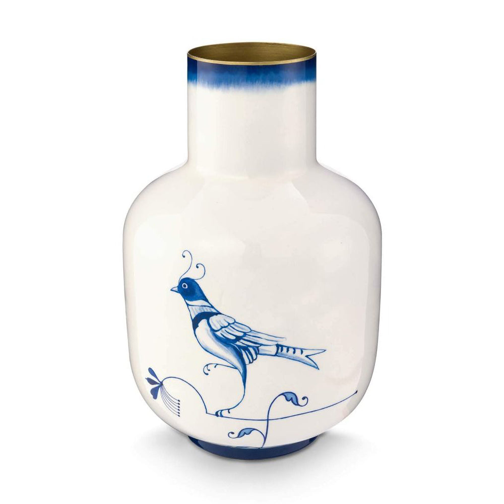 مزهرية معدنية بتصميم بيب والطائر الأزرق، 30 سم