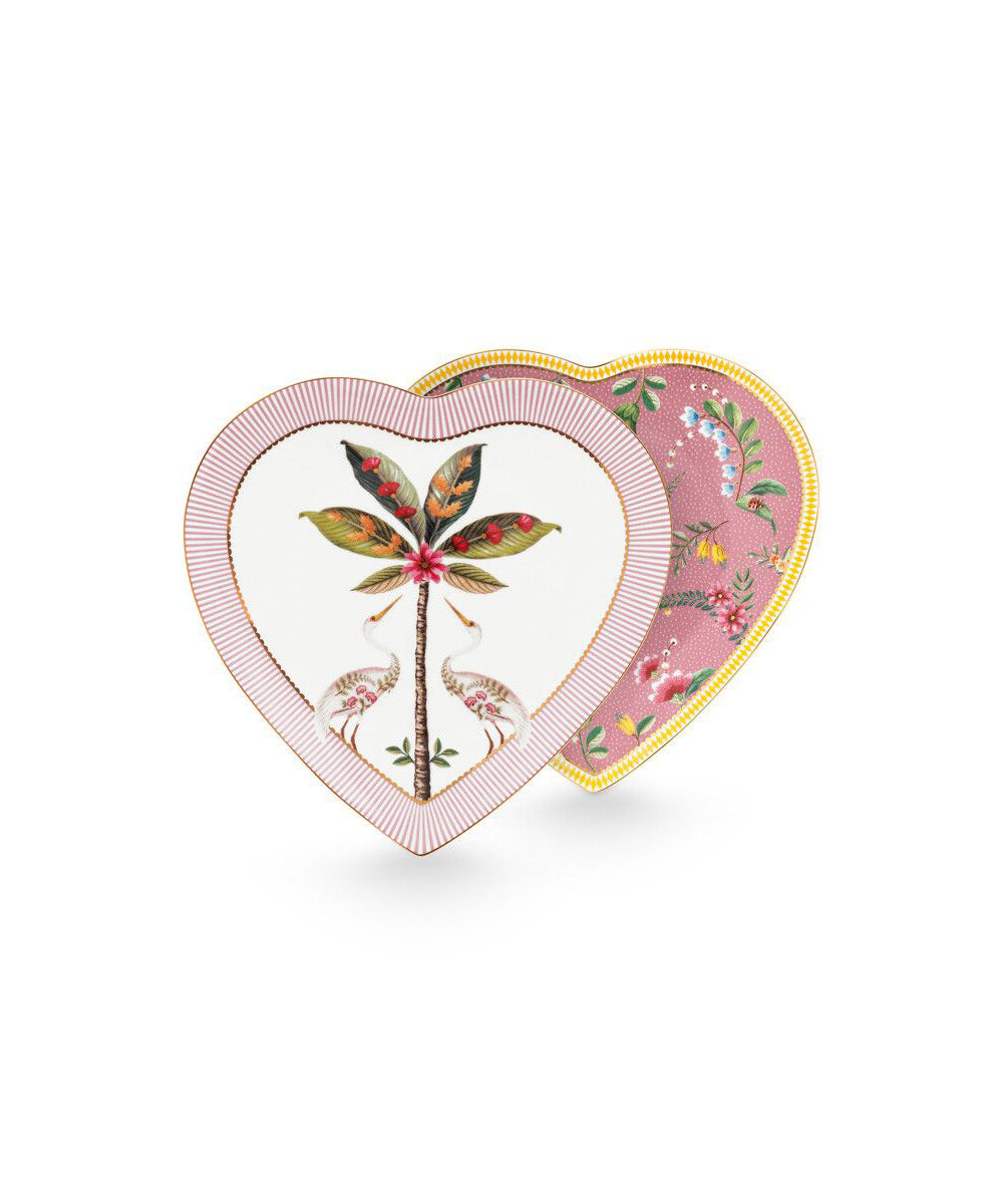 Set/2 Heart Shape Plates La Majorelle Pink 21.5cm