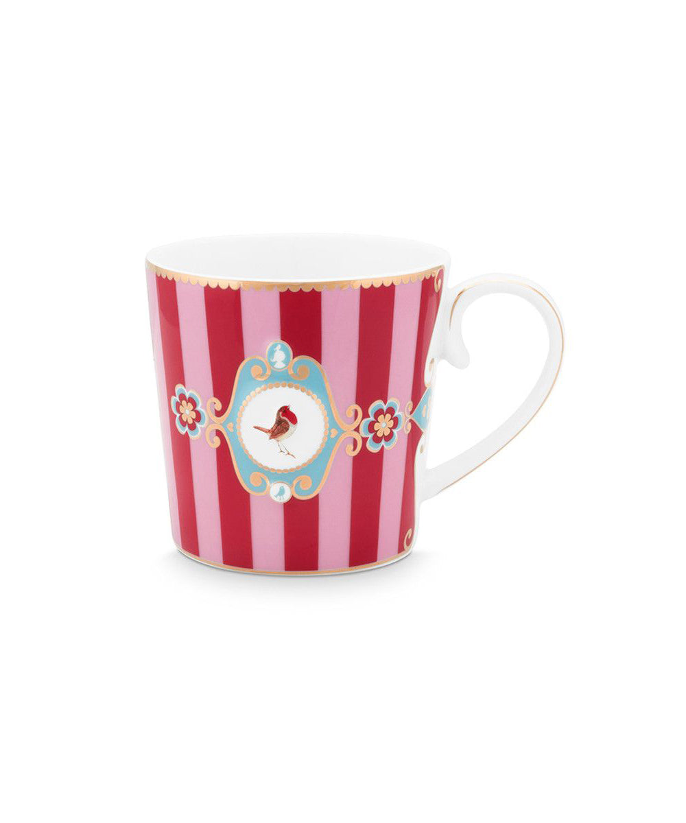 Mug Small Love Birds Medallion Stripes Red-Pink 150ml