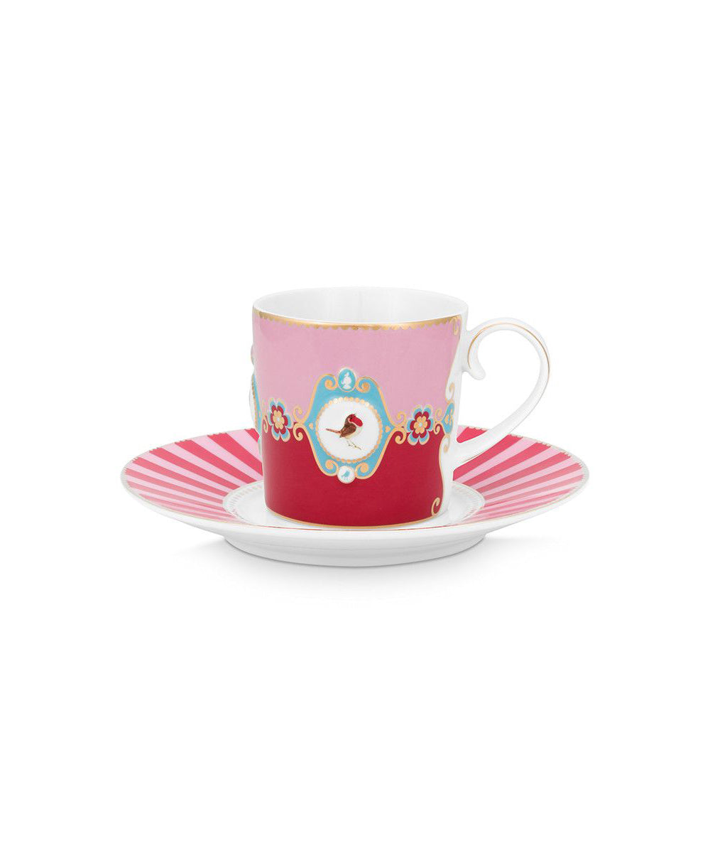 Cup & Saucer Love Birds Medallion Red-Pink 200ml