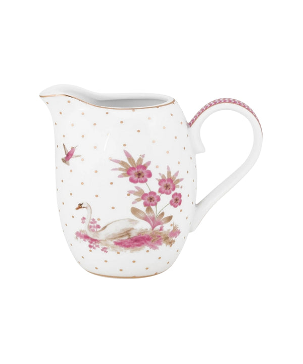 Jug Jolie Dots Gold Pink 250Ml - delicate white ceramic creamer adorned