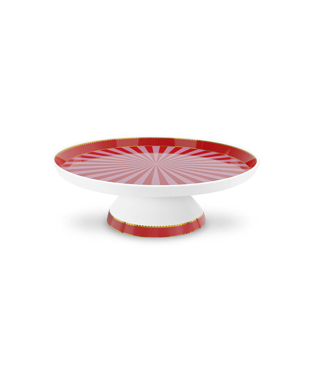 Mini Cake Tray o/f Love Birds Stripes Red-Pink 24cm