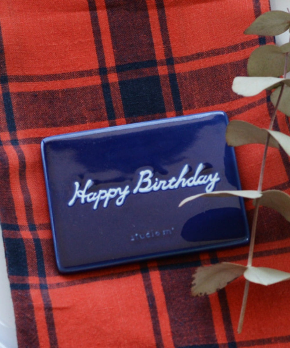 Azure Celebrate Plate (HappyBirthday) Blue (9 x 7 x 0.5 cm)