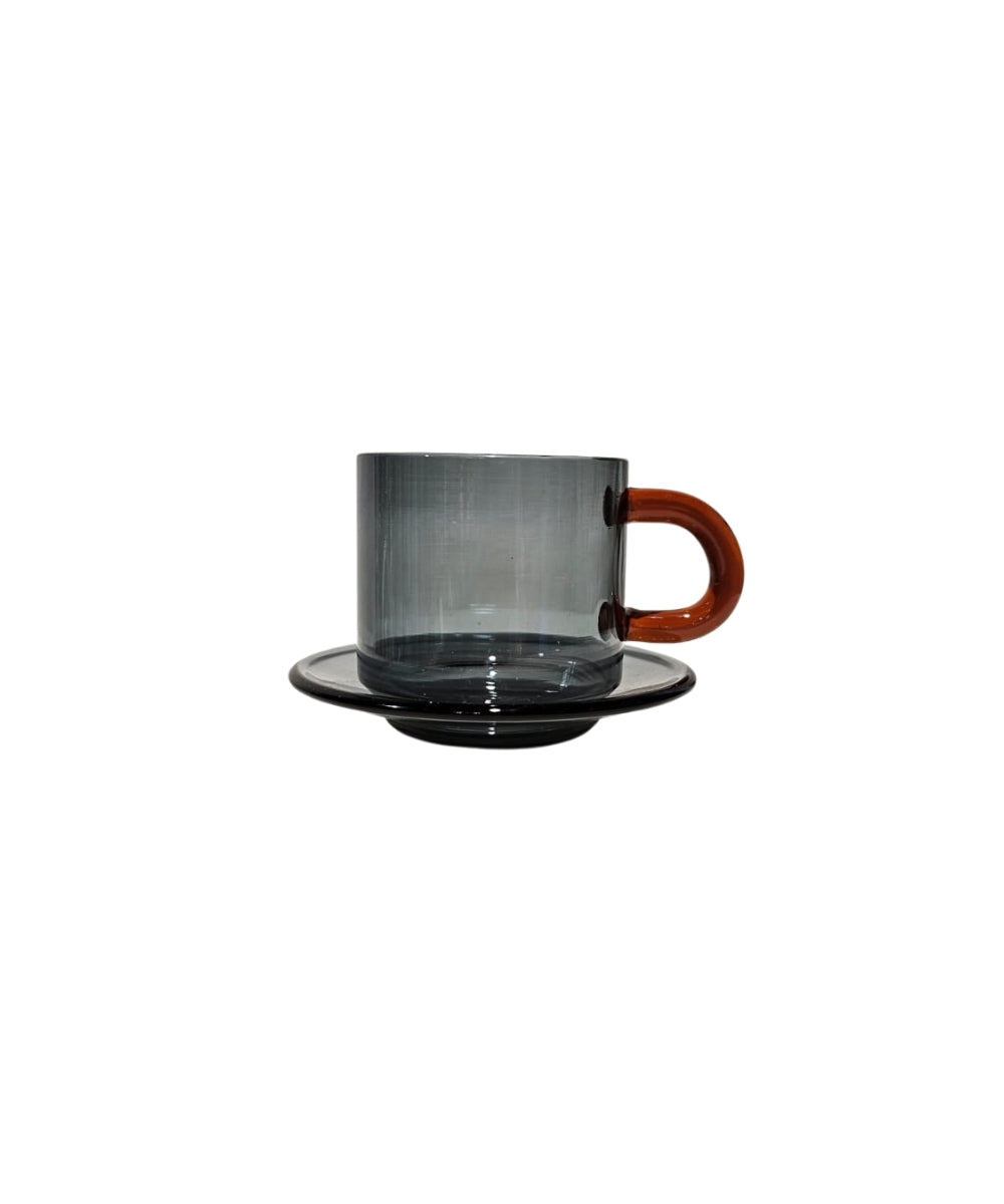 Niko Glass Espresso Cup & Saucer Black