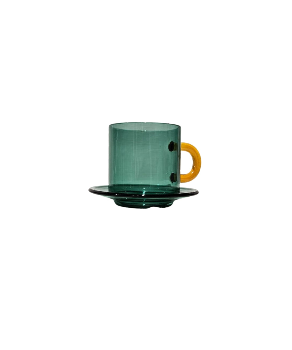 Niko Glass Espresso Cup & Saucer Turquoise