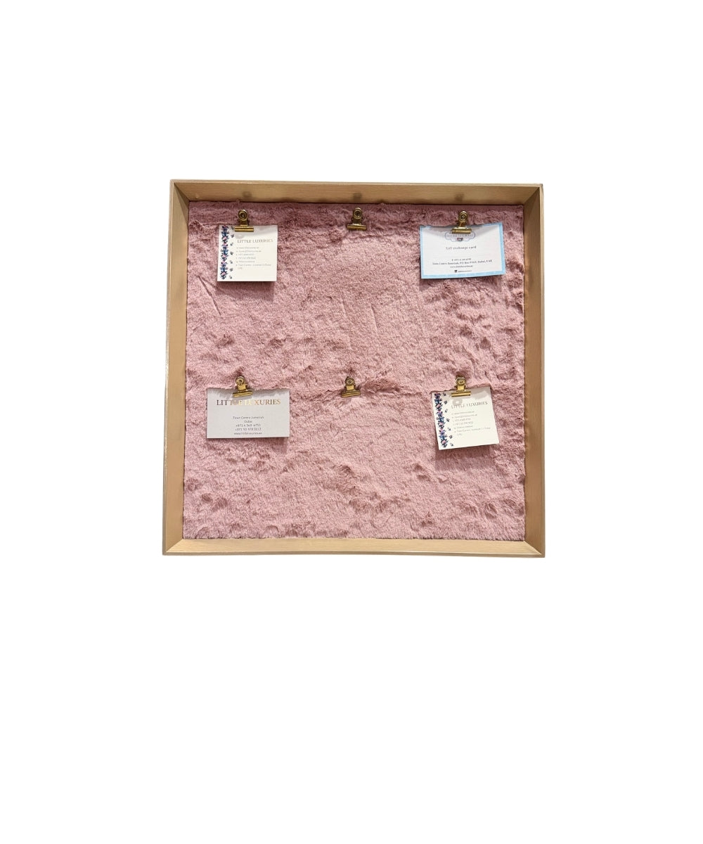 Photo Frame 6 Pins in Fur Pink Wood Gold