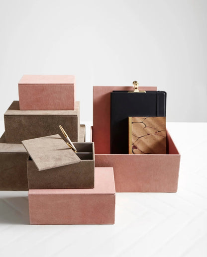 KASTELA box - rose suede leather Small