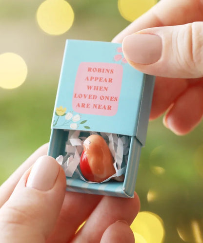 Tiny Matchbox Ceramic Robin Token