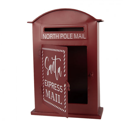Christmas Decoration Figurine Mailbox 23x8x34 cm Red Metal