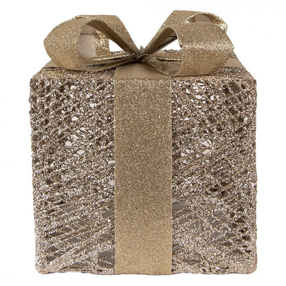 Christmas Decoration with LED Lighting Gift 25 / 20 / 15 cm Gold colored Plastic