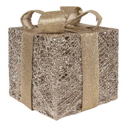 Christmas Decoration with LED Lighting Gift 25 / 20 / 15 cm Gold colored Plastic