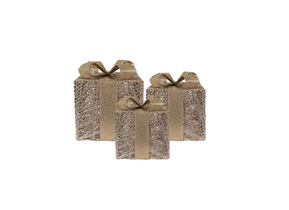 Christmas Decoration with LED Lighting Gift 25 / 20 / 15 cm Gold colored Plastic