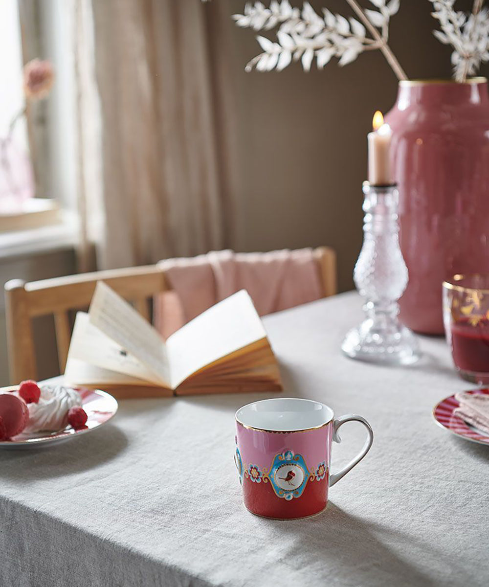 Cup & Saucer Love Birds Medallion Red-Pink 200ml
