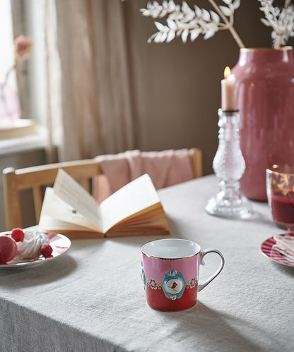 Cup & Saucer Love Birds Medallion Red-Pink 200ml