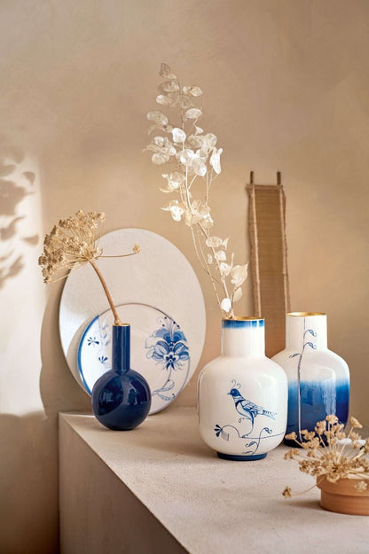 Vase Metal Pip & The Blue Bird Blue 30cm