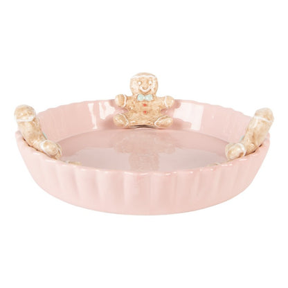 Serving Platter Ø 23x7 cm Pink Ceramic Gingerbread man